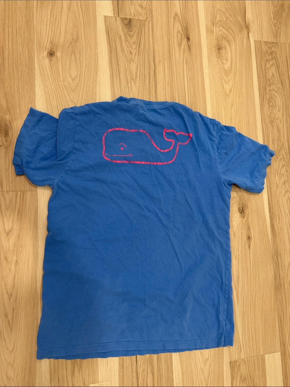 Vineyard Vines Blue Crewneck Tee with pink Logo